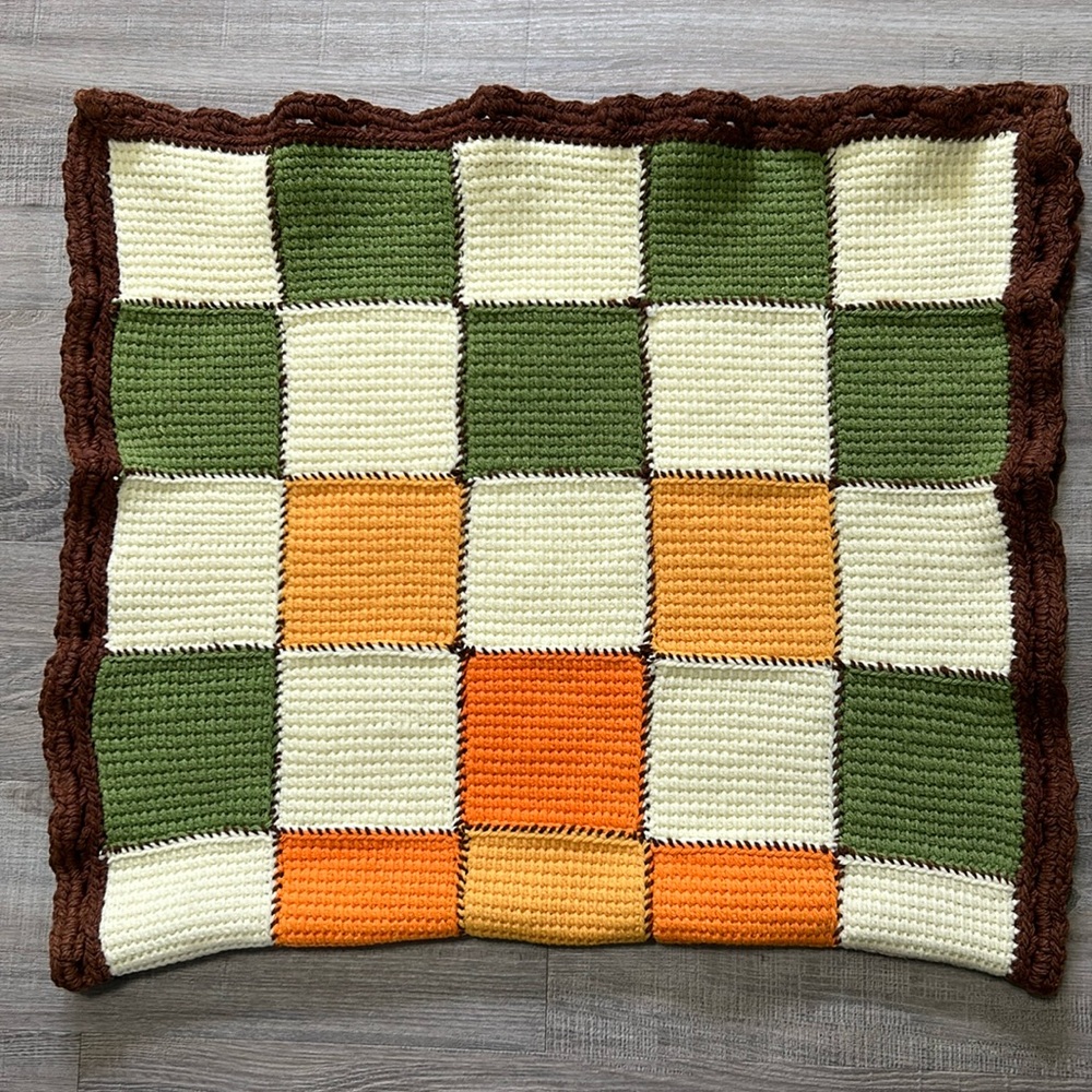 Handmade fall or earthy colors, lap size crocheted Afghan